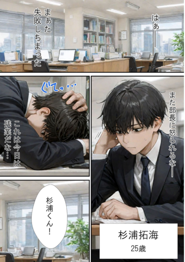 エロ漫画：仕事で失敗ばかりの俺が人妻上司（48）と残業したら濡れ濡れセックス始まった話 モザイク版   hitomi サンプル画像
