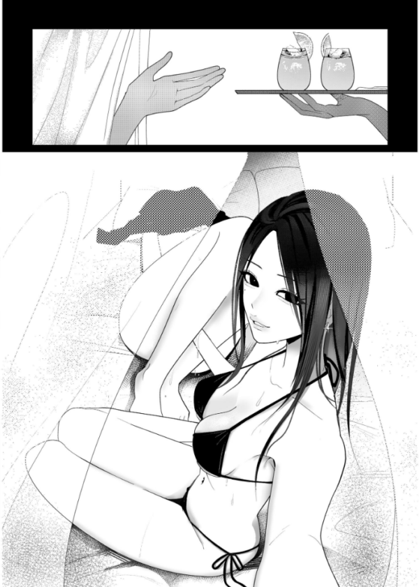 エロ漫画:海きたのに貧乳彼女がかわいすぎてレズセックスしかしてない hitomi サンプル画像
