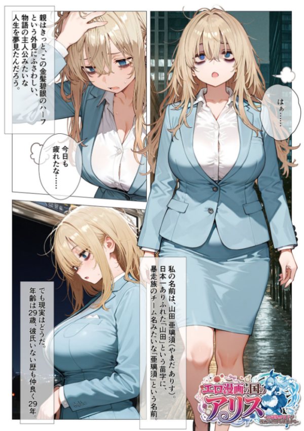 エロ漫画：エロ漫画の国のアリス -29歳限界女子が漫画の世界を堪能する- モザイク版   hitomi サンプル画像