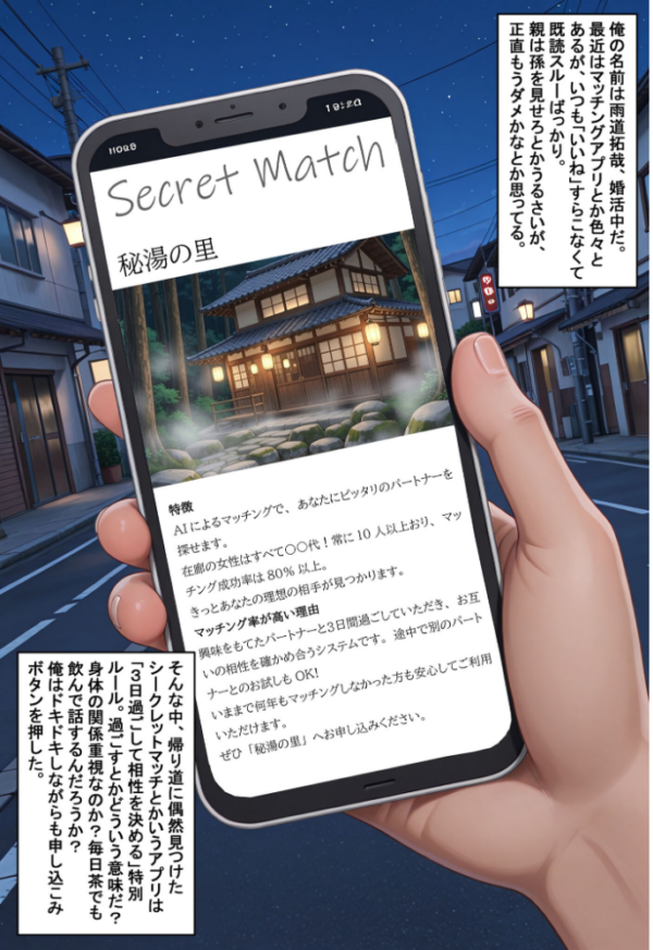 エロ漫画：秘湯deマッチング 非モテの俺に訪れた征服人生 モザイク版   hitomi サンプル画像