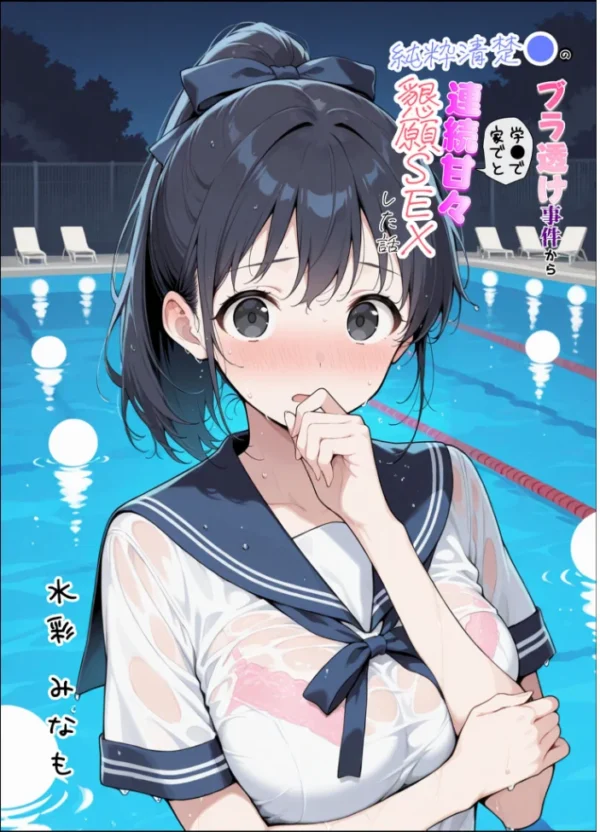 エロ漫画:純粋清楚義妹のブラ透け事件から、学園で家でと連続甘々中●し懇願SEXした話 モザイク版 hitomi サンプル画像