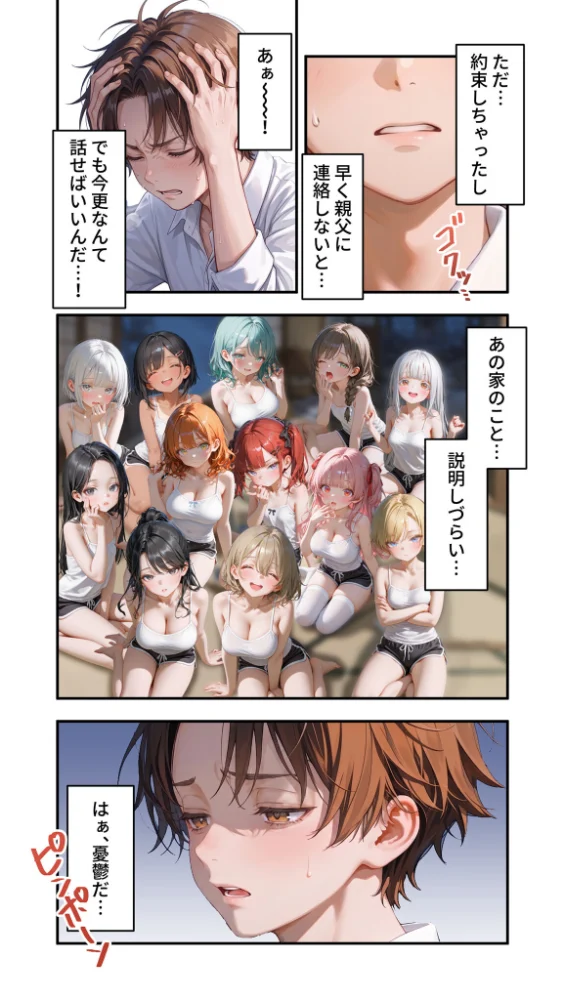 エロ漫画:貧乏家族に牛丼奢ったら、おっぱいハーレムできちゃいました…。 〜美人12姉妹のHな恩返し〜 (8) hitomi サンプル画像