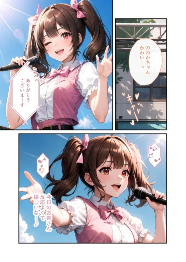 エロ漫画：陰キャの僕、透視の力を手に入れる。第二十話 〜同級生アイドルのえっちな腰へこダンス〜 モザイク版   hitomi サンプル画像