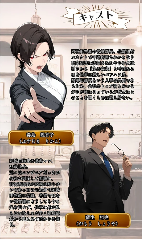 エロ漫画:【覗き眼鏡本舗】〜パワハラ女部長の秘密を握ってうるさい口に●●●●でフタをした後いちゃラブア●ルセックスをする話〜 モザイク版 hitomi サンプル画像