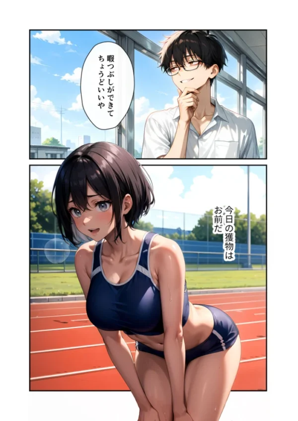 エロ漫画:陰キャの僕、透視の力を手に入れる。第二十一話 〜陸上部女子の濡れた小麦肌と乱れるペース〜 モザイク版 hitomi サンプル画像