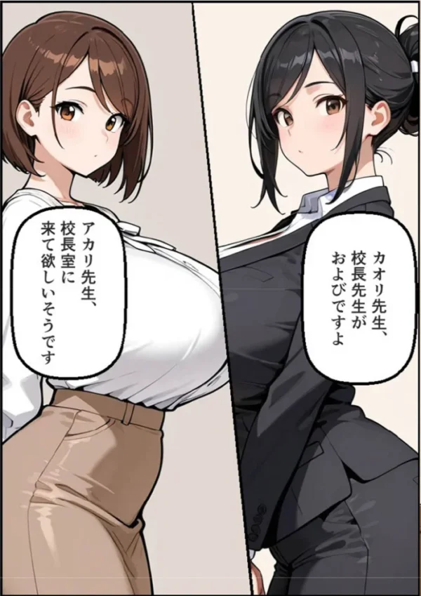 エロ漫画:闘乳日誌-美人巨乳教師対決- モザイク版 hitomi サンプル画像