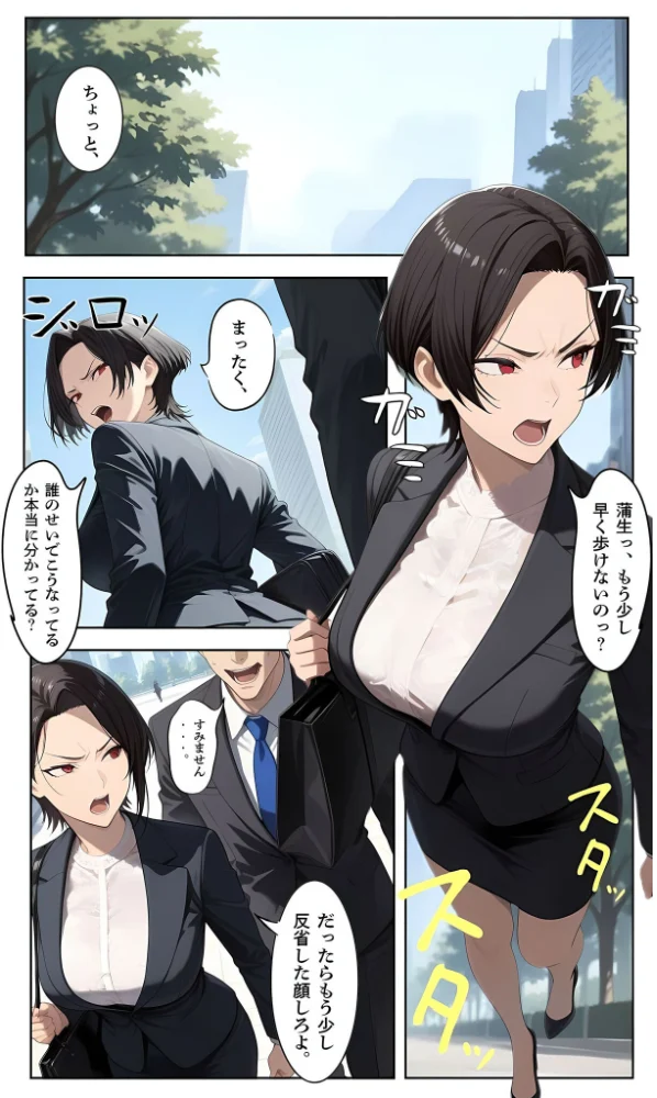 エロ漫画:【覗き眼鏡本舗】〜パワハラ女部長の秘密を握ってうるさい口に●●●●でフタをした後いちゃラブア●ルセックスをする話〜 モザイク版 hitomi サンプル画像