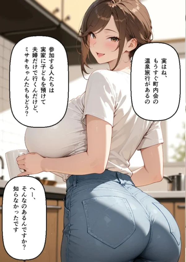エロ漫画:新婚の地味巨乳妻が町内会の温泉旅行で開かれた巨乳奥さん限定乳相撲大会に参加した話 モザイク版 hitomi サンプル画像