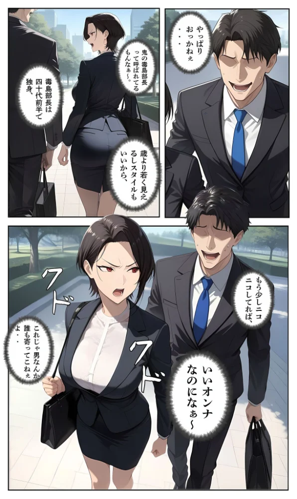 エロ漫画:【覗き眼鏡本舗】〜パワハラ女部長の秘密を握ってうるさい口に●●●●でフタをした後いちゃラブア●ルセックスをする話〜 モザイク版 hitomi サンプル画像