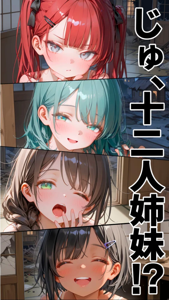 エロ漫画:貧乏家族に牛丼奢ったら、おっぱいハーレムできちゃいました…。 〜美人12姉妹のHな恩返し〜【単行本】第1巻 hitomi サンプル画像